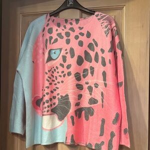 NWOT - Coastal Bloom Panther Enigma Italian Milano Leopard Print Sweater